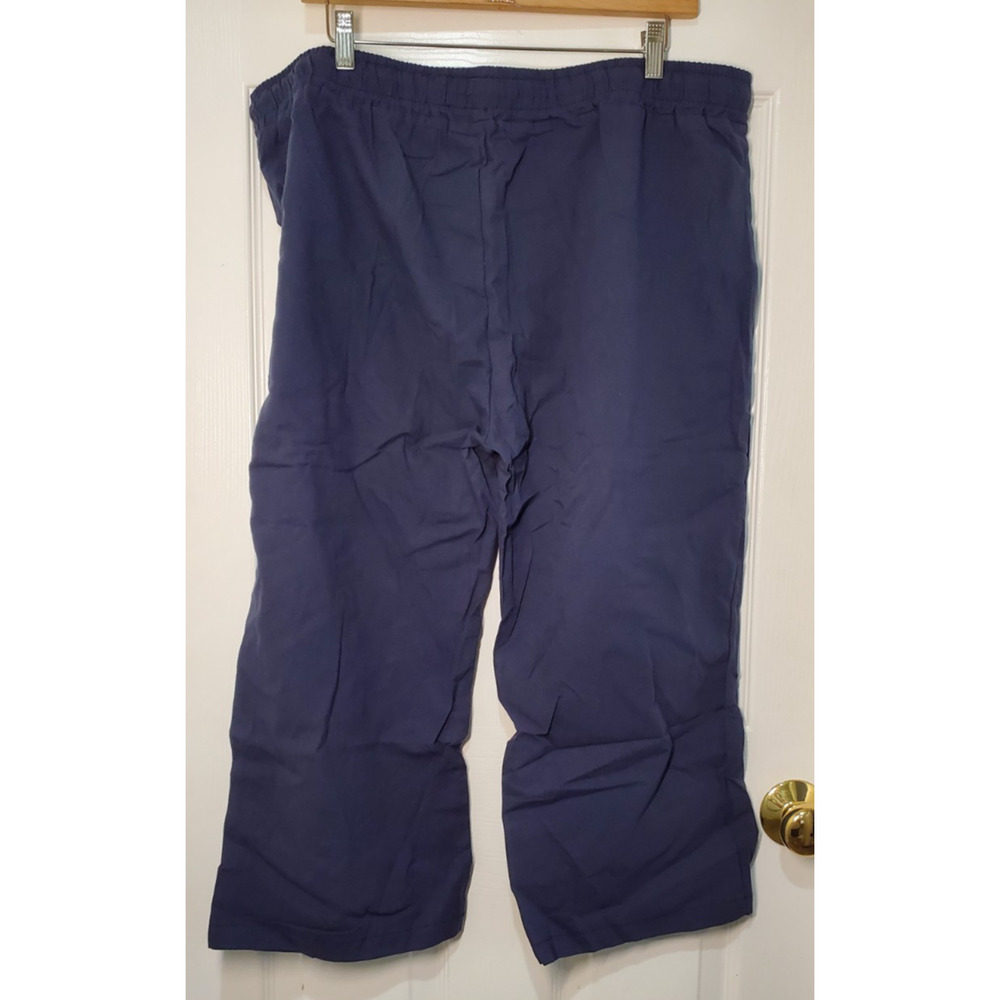 Lot 2 Womens 2XL Linen Blend Capri Pants Blue Olive Green Pull On Ankle NWOT - Picture 2 of 16